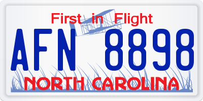 NC license plate AFN8898