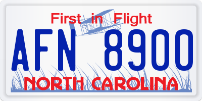 NC license plate AFN8900