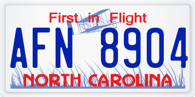 NC license plate AFN8904