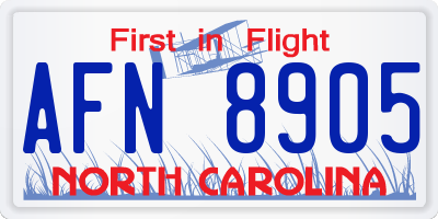NC license plate AFN8905