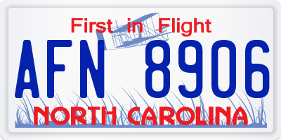 NC license plate AFN8906