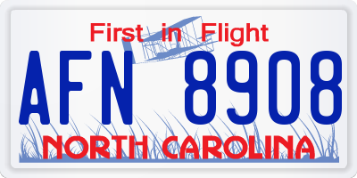 NC license plate AFN8908