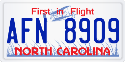 NC license plate AFN8909
