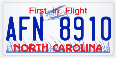 NC license plate AFN8910