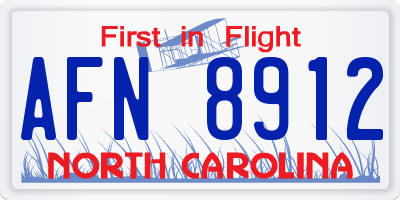 NC license plate AFN8912