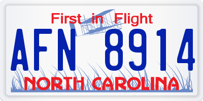 NC license plate AFN8914
