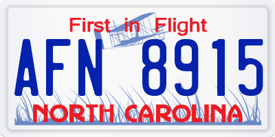 NC license plate AFN8915