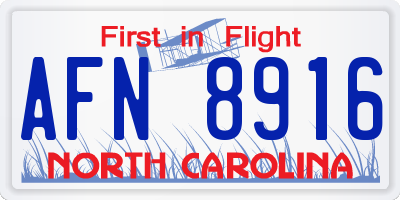 NC license plate AFN8916