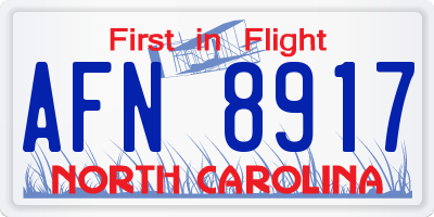 NC license plate AFN8917