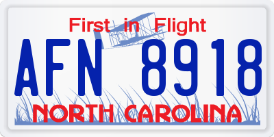 NC license plate AFN8918