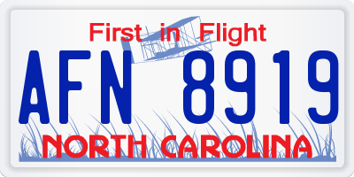 NC license plate AFN8919