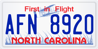 NC license plate AFN8920