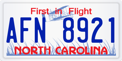 NC license plate AFN8921