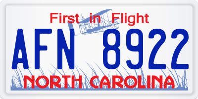 NC license plate AFN8922