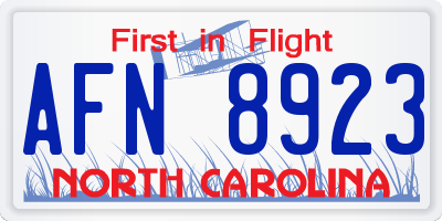 NC license plate AFN8923