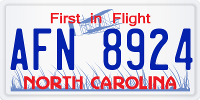 NC license plate AFN8924