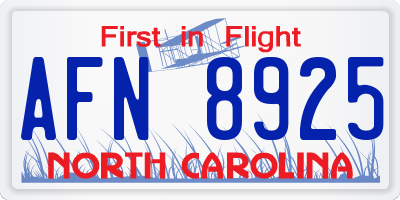 NC license plate AFN8925