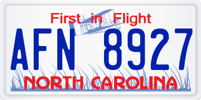 NC license plate AFN8927