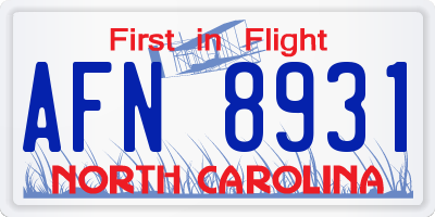 NC license plate AFN8931