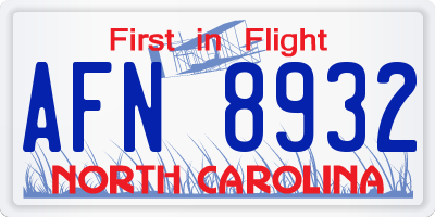NC license plate AFN8932