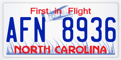 NC license plate AFN8936