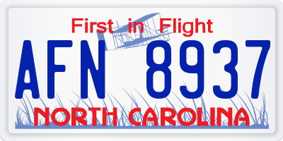NC license plate AFN8937