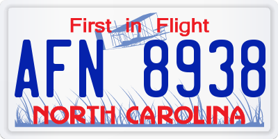 NC license plate AFN8938