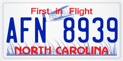 NC license plate AFN8939
