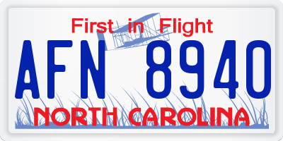 NC license plate AFN8940