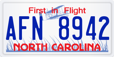 NC license plate AFN8942