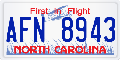 NC license plate AFN8943