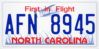 NC license plate AFN8945