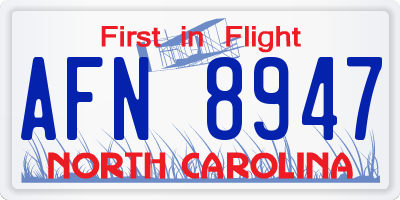 NC license plate AFN8947