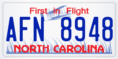 NC license plate AFN8948