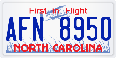 NC license plate AFN8950