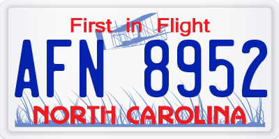 NC license plate AFN8952