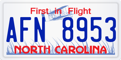 NC license plate AFN8953