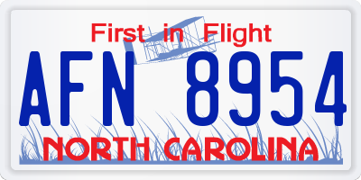 NC license plate AFN8954