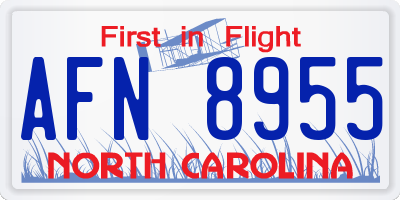 NC license plate AFN8955