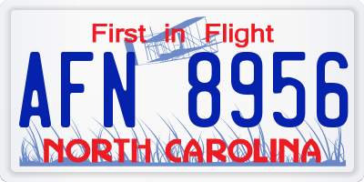 NC license plate AFN8956