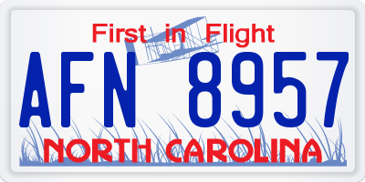 NC license plate AFN8957