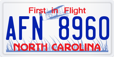 NC license plate AFN8960