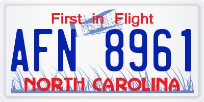 NC license plate AFN8961
