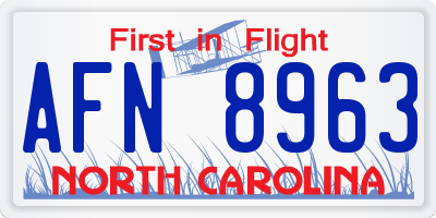 NC license plate AFN8963