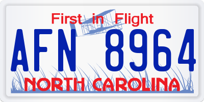 NC license plate AFN8964