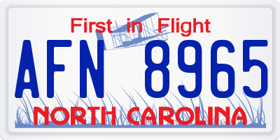 NC license plate AFN8965