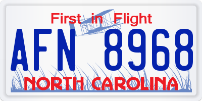 NC license plate AFN8968