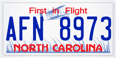 NC license plate AFN8973