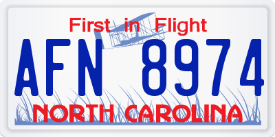 NC license plate AFN8974
