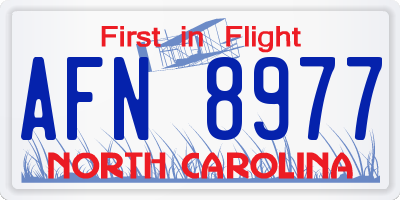 NC license plate AFN8977